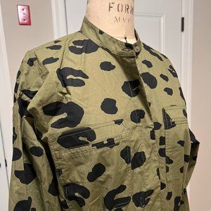 Bell Sleeve Long-Sleeve A-line Dress, Olive/Black, Size 4